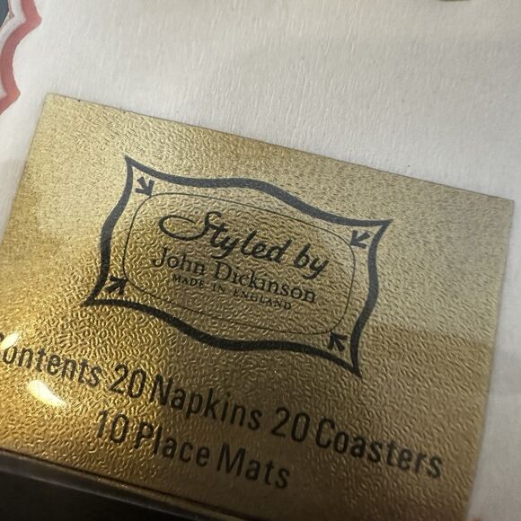 Vintage John Dickinson Poppy New Cocktail Party Set Napkins Coasters Placemats - Picture 4 of 7